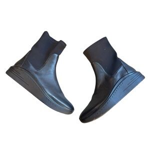 Stuart Weitzman Evonna Platform Sock Leather Stretch Wedge Boots 10